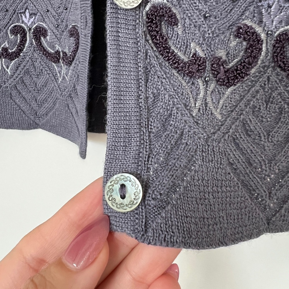 90s Koret‎ Petites Vintage Purple Embroidered Button Wool Blend Sweater Vest - Picture 11 of 11